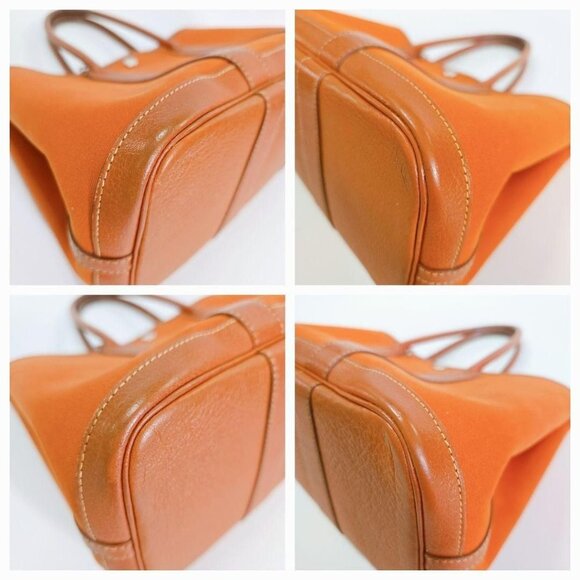 Hermes Garden Party TPM Buffalo Toile Orange Leather Tote Bag Shoulder Handbag - Picture 11 of 11